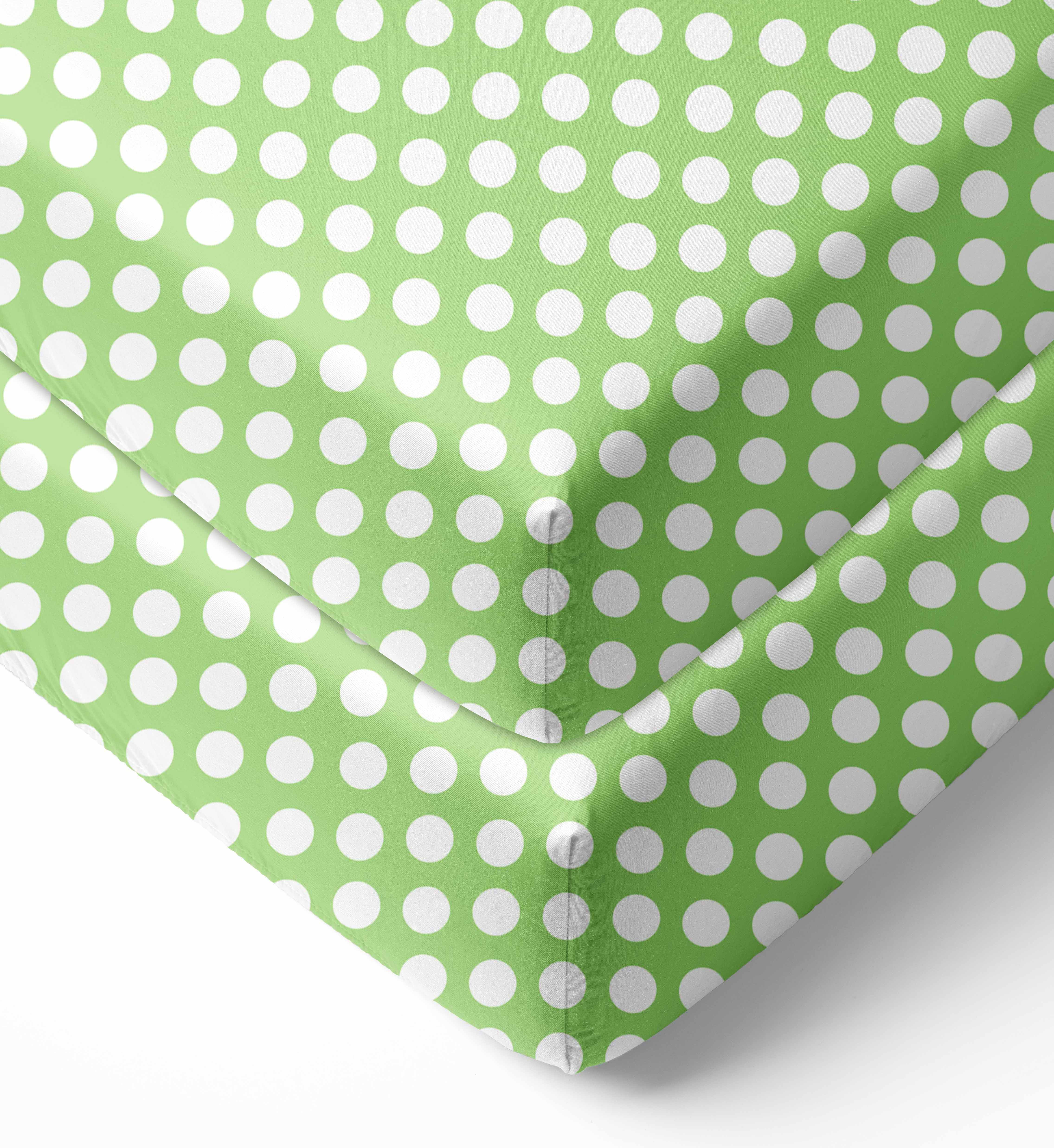 Bacati Green Dots Crib Fitted Sheets 2 ct Pack