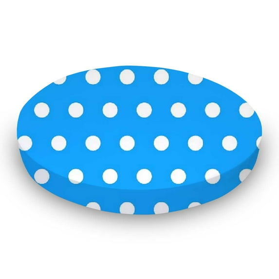 SheetWorld Fitted 100% Cotton Percale Oval Crib Sheet, Fits Stokke Sleepi 26 x 47, Polka Dots Turquoise
