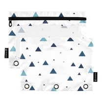 ALAZA 2 Pack Pencil Pouch Geometric Pencil Case for 3 Ring Binder Clear Window Pencil Bag Organizers