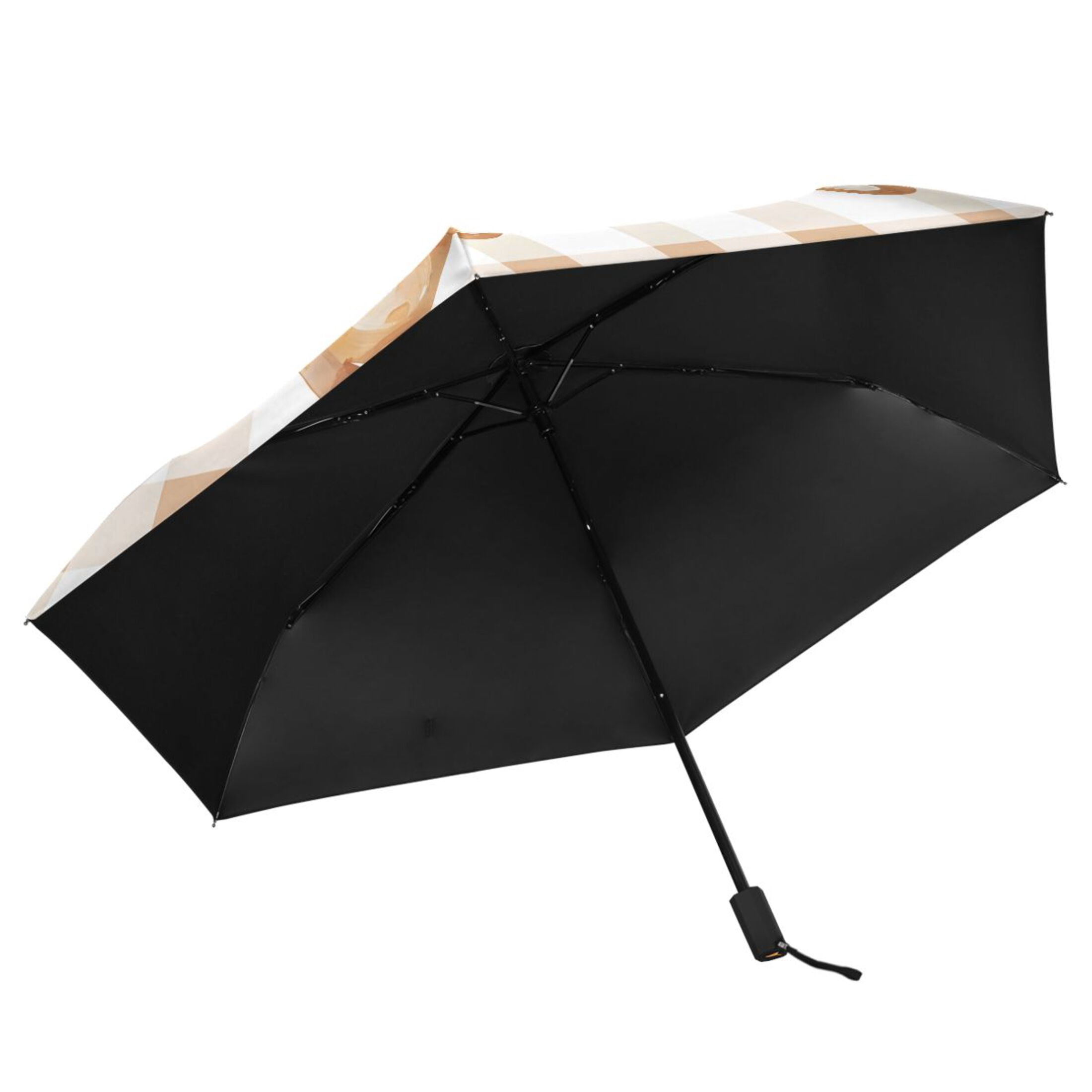 Cute Cartoon Bears with Hearts All Weather Umbrella Triple Folding Parasol 6 Ribs UV Protection Portable