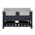 thumbnail image 3 of Charlotte 60" Double Farmhouse Bathroom Vanity with Marine Gray Cabinet and Engineered Carrara Top, 3 of 5
