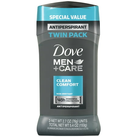 Dove Men+Care Clean Comfort Antiperspirant Stick 2.7 oz, Twin Pack