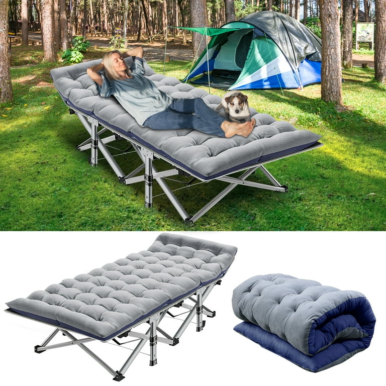 NAIZEA Folding Camping Cots for Adults Folding Cot Bed Camping Bed Camp Cot Portable Military Cot Heavy Duty Wide Sleeping Cots with Carry Bag