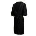 thumbnail image 5 of Plus Size Robes for Women Fleece House Coat Oversized Kimono Women's Sleepwear Spa Womens Bathrobe Black, 5 of 7