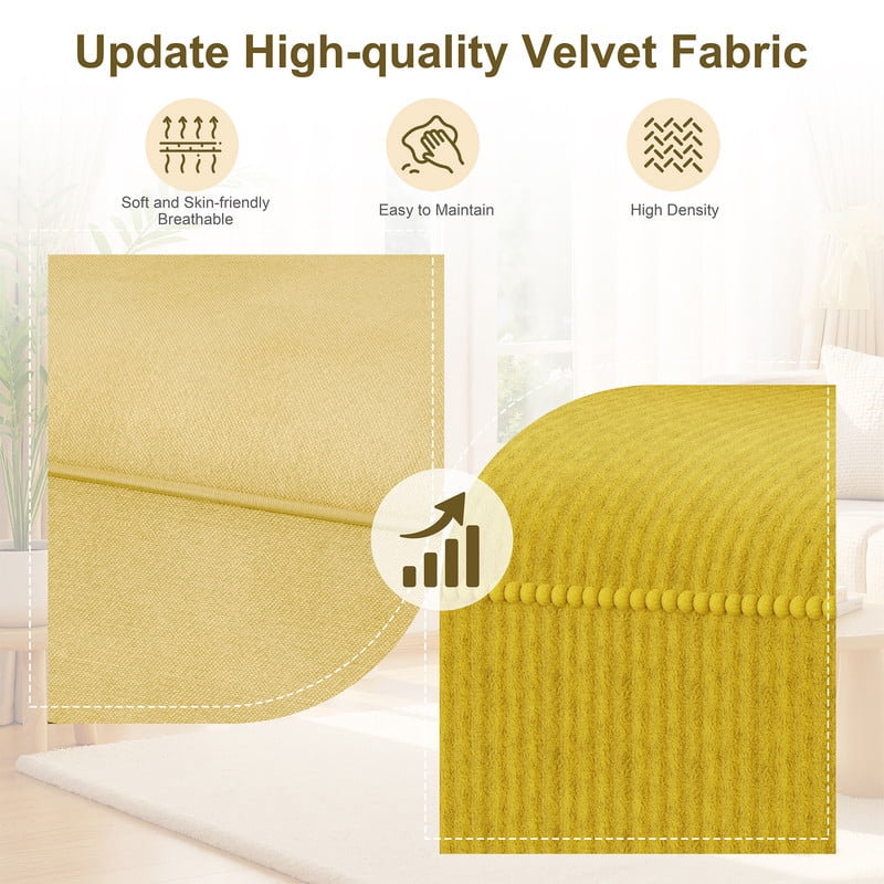Walsunny Small Modern Loveseat Sofa, Upholstered Fabric Love Seat with Linen Cushions, Compact and Stylish for Small Spaces, Living Room, Bedroom, Office，Yellow