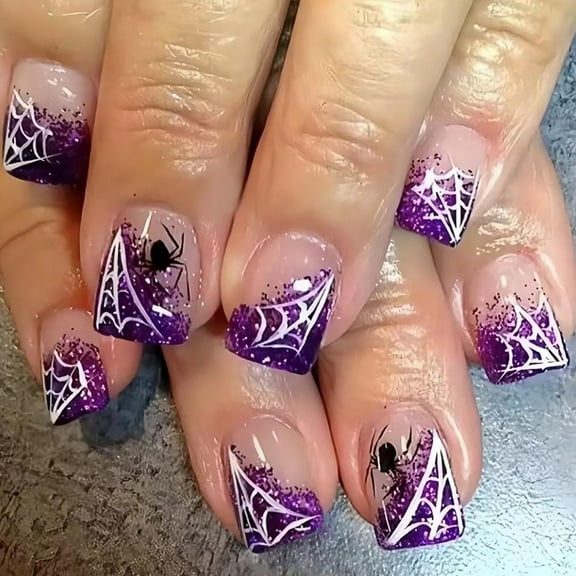 24Pcs French Tip Press on Nails Short Square Fake Nails Pink Heart French Lines with Rhinestones Glitter Full Cover Tip Glue on Nails designs Cute False Nails for Women Acrylic Manicure Accessories