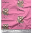 thumbnail image 1 of Soimoi Pink polyester Crepe Fabric Text & Owl Bird Decor Fabric Printed Yard 42 Inch Wide, 1 of 3