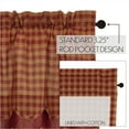thumbnail image 4 of VHC Brands Burgundy Check Primitive 16"x60" Valance Red Rod Pocket Cotton Kitchen Window Curtains, 4 of 5