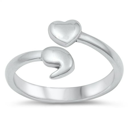 My Story Isn't Over Yet Heart. Ring 925 Sterling Silver Semicolon Band Size 8