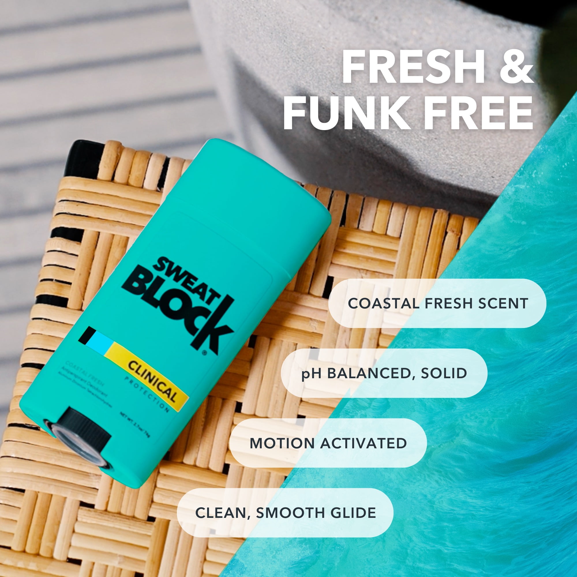SweatBlock Antiperspirant Deodorant System - MAXIMUM CLINICAL STRENGTH for Men & Women - Hyperhidrosis Aid Up for to 7-Day Sweat Control - Roll-On 1.2 fl oz + 48-Hour Odor Protection Stick 2.7oz