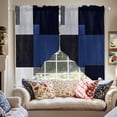 thumbnail image 2 of Black Grey Swag Curtain Valance for Windows, Blue Geometric Abstract Color Block Modern Art Window Treatments Short Swag Topper for Kitchen Windows Bathroom Bedroom, 36"x63", 2 of 8