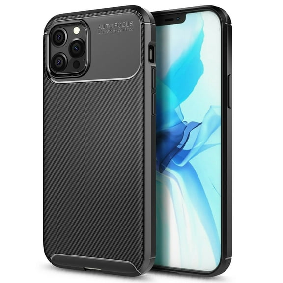 Nagebee Case for iPhone 12 Pro Max, [Carbon Fiber] Design [Ultra Slim] Thin Anti-Scratch and Non-Slip Light Weight Soft TPU Protective Cover Case (Black)