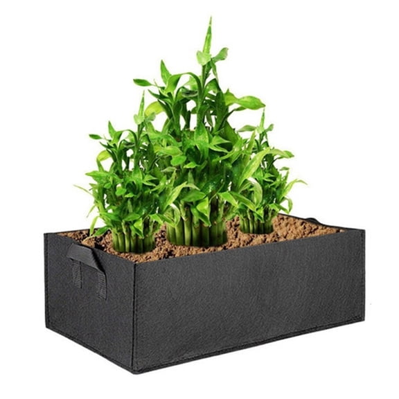 PATLOLLAV Felt Rectangle Plant Grow Bags with Handles, 10 Gallon Green Felt Plant Bag, 23.6 x 11.8x 7.9inch Nonwoven Fabric Raised Garden Bed Planting Pot for Growing Vegetable Fruit Flower Herb