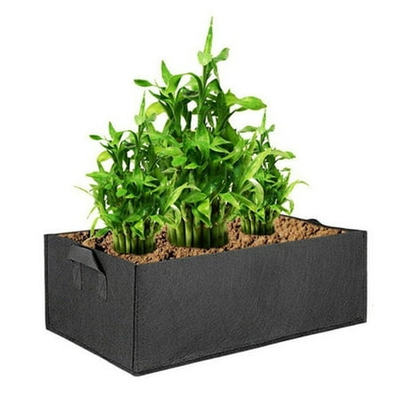 Gardening Essentials Indoor Gardening Seedling Pots 24Inch Rectangle Breathable Fabric Raised Garden Bed Non-Woven Planting Container Bag For Herbs Vegetables Flowers Balcony.(Black)