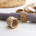 thumbnail image 5 of Anillo de servilleta de tejido rústico hecho a mano con hebilla de cucurbita de cola de gato natural para decoración de mesa de cena, suministros para fiestas de bodas, Rush, 5 of 5