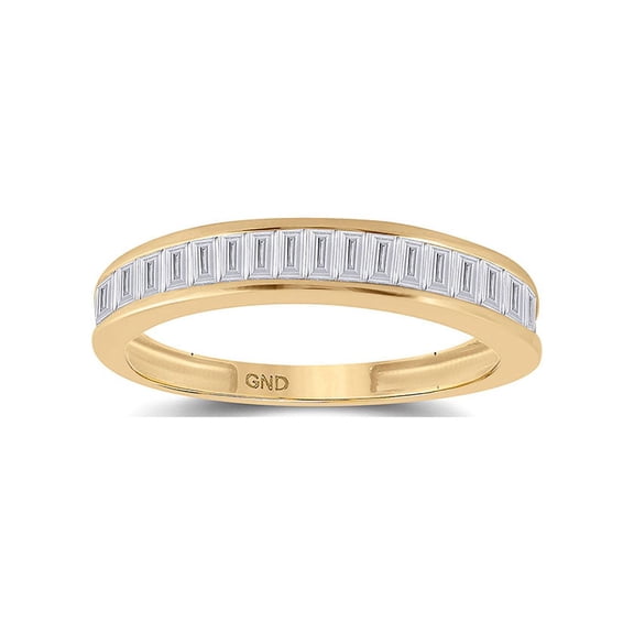 FB Jewels 14kt Yellow Gold Womens Baguette Diamond Wedding Band 1/2 Cttw Size 5