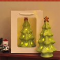 thumbnail image 1 of Adorno navideño de cerámica | Decoración navideña en miniatura | Acabado verde brillante | Decoración de escritorio y mesa | Regalo navideño con tarjeta de felicitación, 1 of 5