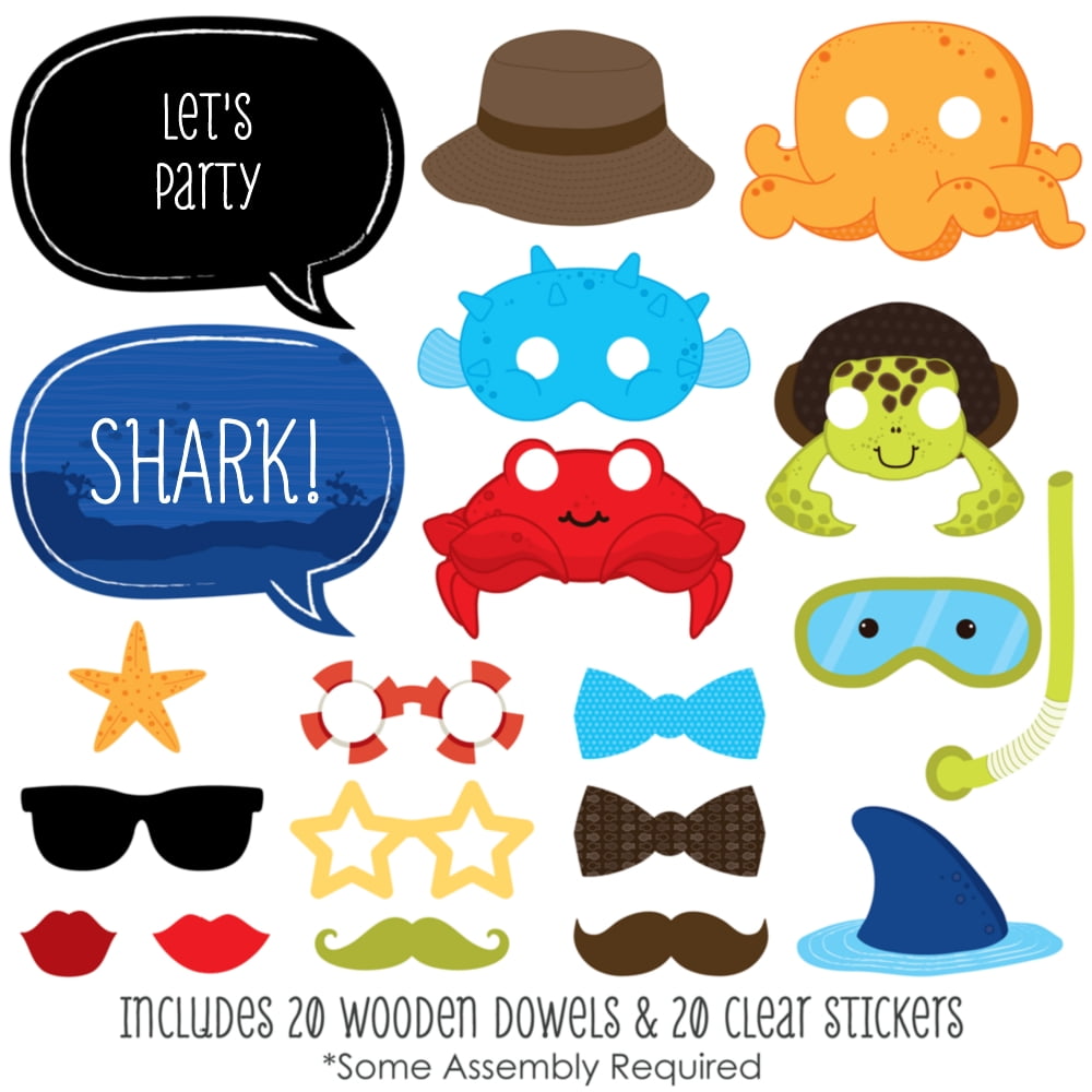Under The Sea Critters Photo Booth Props Kit 20 Count