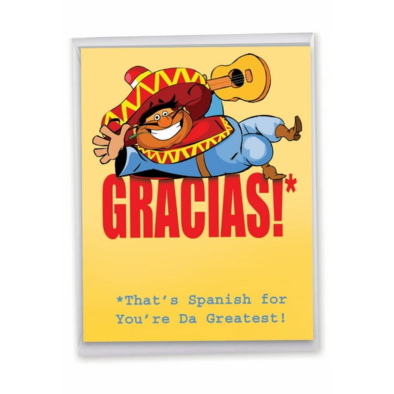 1 Large Funny Thank You Greeting Card (8.5 x 11 Inch) - Gracias Thank You Card J9100