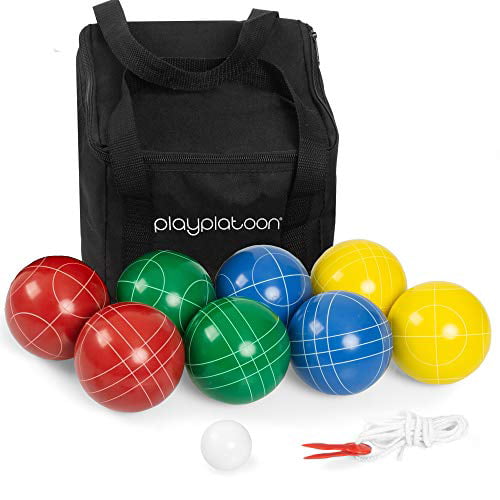 Barcaloo Bocce Ball Set 8 Premium Resin Multicolor Bocce Balls 