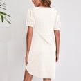 thumbnail image 4 of Vestido corto con dobladillo irregular, vestido informal de manga corta abullonada para mujer, vestido informal torcido de notable claridad, 4 of 6