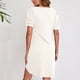 thumbnail image 5 of Vestido Torcido De Verano, Vestido Casual De Verano De Longitud Media Cuello Redondo Dobladillo Irregular Manga Corta Abullonada Color Puro Para Viajes ANGGREK M blanco, 5 of 6