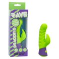 thumbnail image 1 of CalExotics Rave Dragon G Rechargeable Silicone Rabbit Vibrator, Green/Purple, 1 of 9
