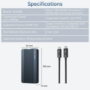 ACASIS 40Gbps M.2 NVMe SSD Enclosure for Thunderbolt 4/3/USB4, with Tool-Free Installation, Aluminum Heat Sink & Noiseless Design, Supports 2280-2230 SSDs for M1/M2 Pro/Max.