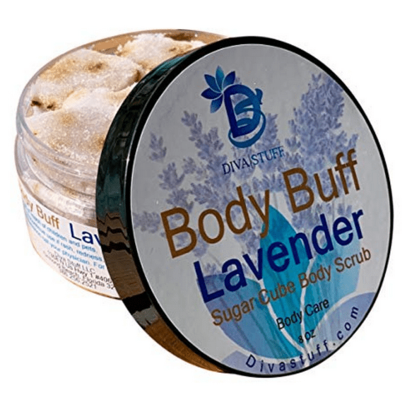 Body Buff Lavender Body Scrub for Dry Skin, 8 oz by Diva Stuff
