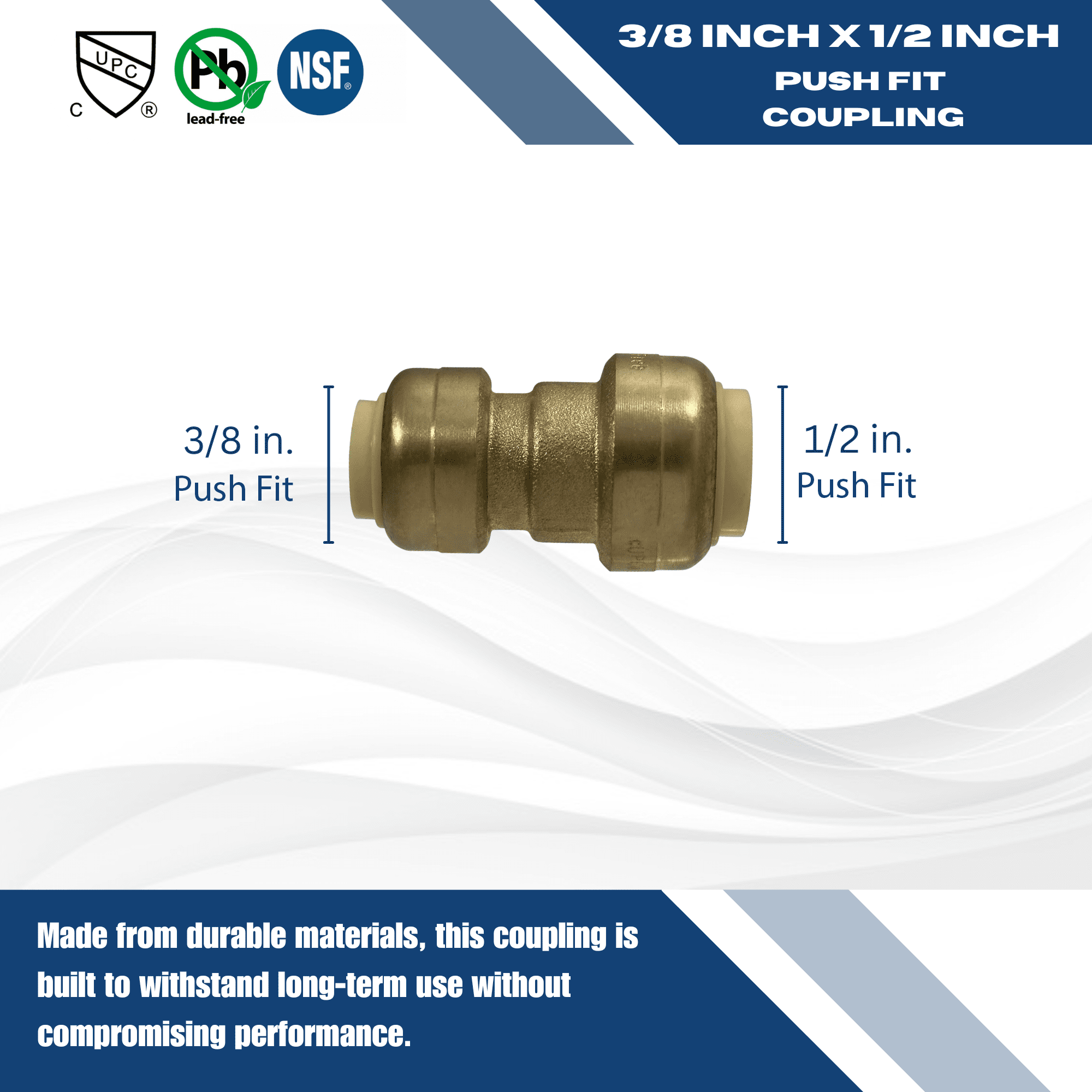 XFITTING 10-Pack 3/4 Inch Push Fit Slip Couplings - No-Solder Plumbing Repair Couplings