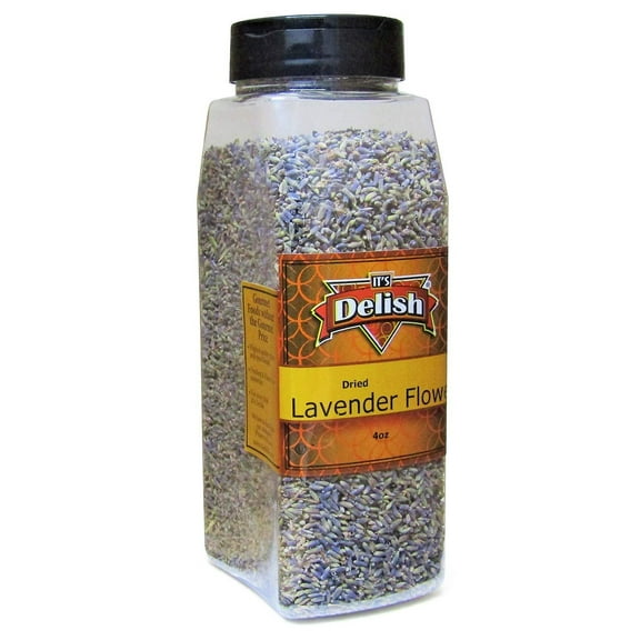 Premium Dried Lavender Flowers Herb Buds by Its Delish - 4 OZ Large Jar - 100% Natural Purple Flower Buds - Food Grade Prefect for Tea, Lemonade, Cooking, & Dcor Baking
