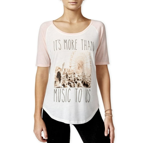 Hybrid Womens More Than Music Graphic T-Shirt, Off-White, Juniors, X-Small