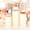 Beige, variant on 3pcs Cylinder Pedestal Covers For Birthday Party Decor, White | Stands NOT Included, 24"/30"/35"H, Spandex Cake Stand Cover, Vintage Fitted Round Elastic Cloth, For Wedding Reception Decor
