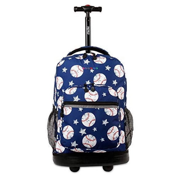 J World Unisex Sunrise 18" Rolling Backpack For School And Travel, Baseball
