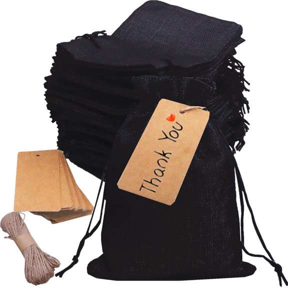 Bolsas de arpillera Gbateri de lino de 13 x 18 cm con cordón, paquete de 50