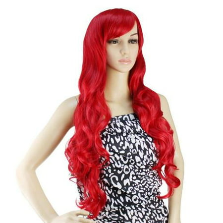 AGPtek 32 inch Heat Resistant Curly Wavy Long Cosplay Wigs - Bright Red