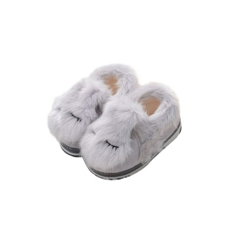 

UKAP Girl Indoor Breathable Slip On Plush Slipper Toddler Winter Warm Cute 3D Flats Anti-Slip Fuzzy Slippers