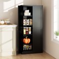 thumbnail image 2 of S-HOME Modern Black Metal Pantry Cabinet 61 Inch Tall with 4 Shelves Adjustable Storage for Kitchen and Living Room 110lb Capacity, 2 of 17