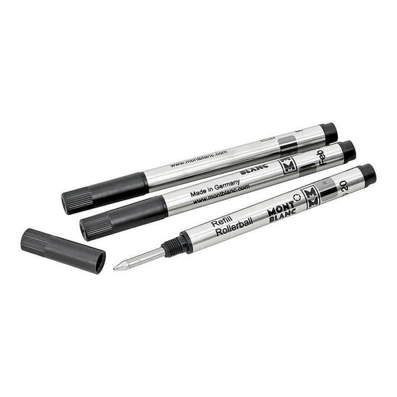 Montblanc Rollerball Pen Refills, Medium Point, 0.5 mm, Mystery Black Ink, 3 Count, 3 Pack