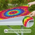 thumbnail image 6 of Rainbow Tie Dye Mandala Pattern Square Fitted Tablecloth with Elastic Edge,Square Table Cover,Washable Elastic Table Cover for Home Kitchen Party Decor 34"x34", 6 of 6