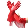 thumbnail image 5 of AWZXDE Women's Long Opera Pageant Gloves 1920s Tassel Design Elbow Length for Masquerade Weddings and Formal Events Red,One Size, 5 of 5