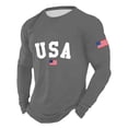thumbnail image 2 of Usa 250Th Anniversary Men's Graphic Long Sleeve Crew Neck Everyday Casual Comfort Tee 4Th of July Shirt Grey M, 2 of 3