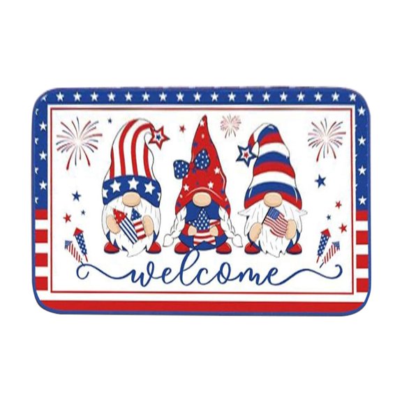 Qocolhg 4th of July Patriotic Gnome Doormat American Flag Independence Day Welcome Mat Non Slip Rubber Entryway Front Rug Floor Mat for Indoor Outdoor Kitchen Holiday Decor Clearance 16x24 inch
