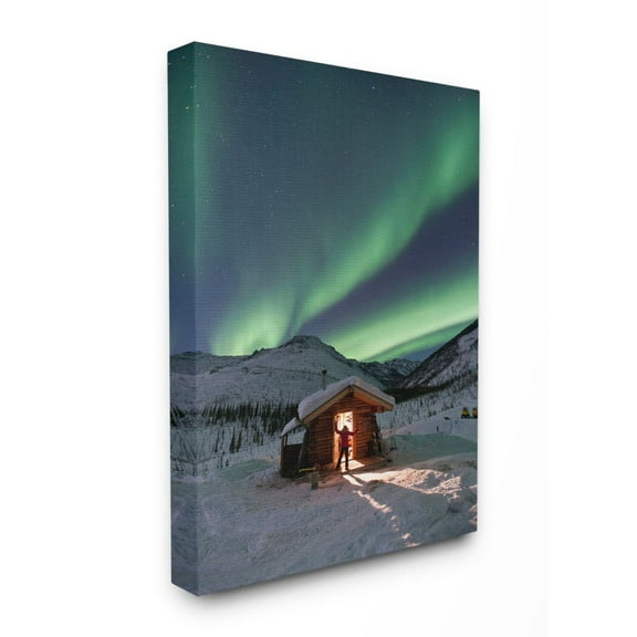 The Stupell Home Decor Collection Northern Lights above Alaskan Cabin Canvas Wall Art