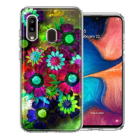 MUNDAZE For Samsung A20 Colorful Daisies Design Double Layer Phone Case Cover