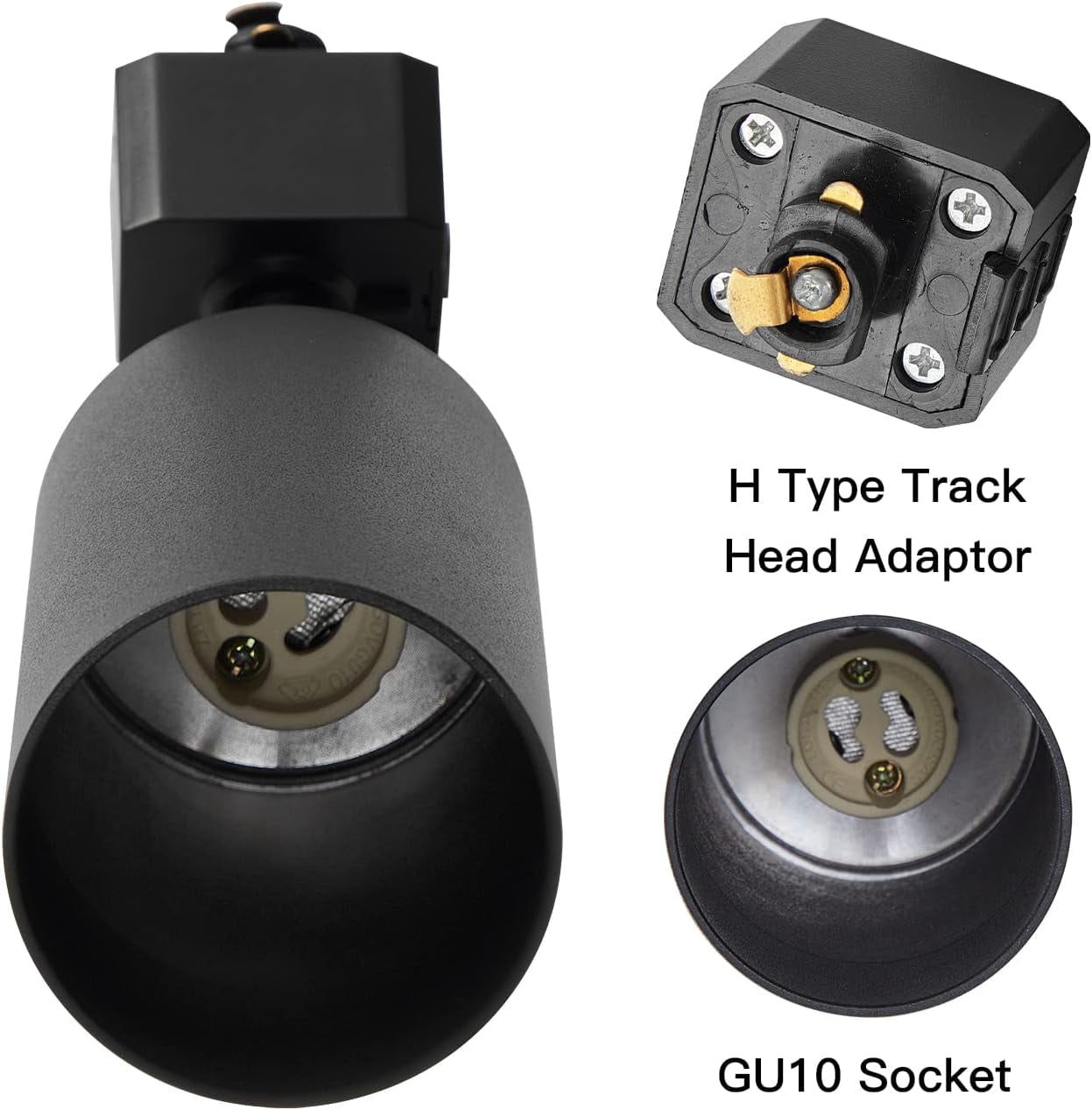 VANoopee 12-Light GU10 LED Track Lighting Kit with 13FT H Type Track Lighting Rail & Floating Canopy Connector, Modern Kitchen Track Lighting Fixtures Ceiling Spotlight, Track Heads Black (No Bulbs)