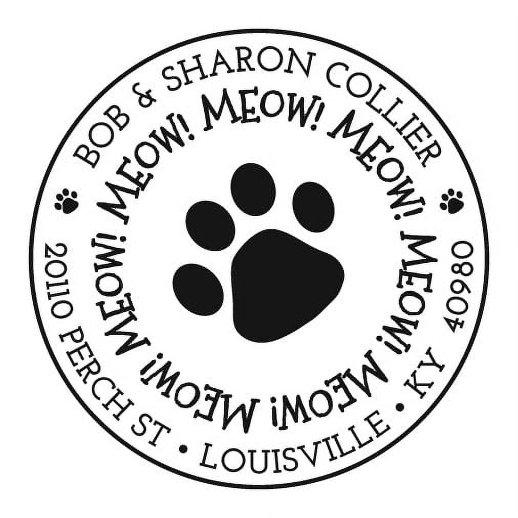Personalized Round Self-Inking Rubber Stamp - MEOW! MEOW!