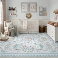 thumbnail image 5 of Lahome Decor 8'x10' Area Rug, Floral Washable Rugs for Living Room, Non Slip Soft Ultra-Thin Indoor Decor Elegant Carpet Vintage Flower Rug Indoor for Bedroom Dining Room Blue, 5 of 11