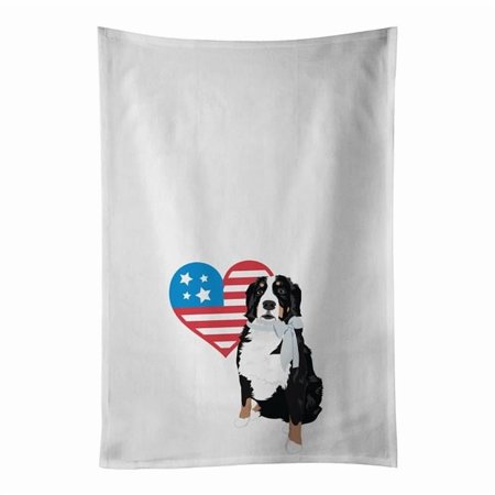Carolines Treasures WDK4086WTKT 28 x 19 in. Unisex Bernese Mountain Dog No.3 Patriotic White Dish Towels Kitchen Towel - Set of 2