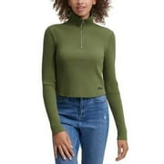 MSRP $50 Calvin Klein Jeans Zipped Turtleneck Ribbed-Knit Top Green Size XL